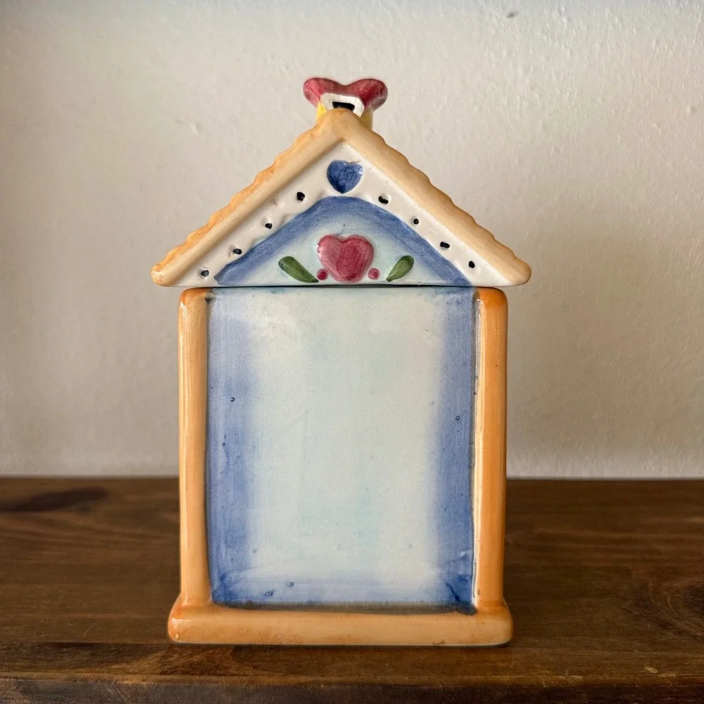3pc Alco Industries Ceramic Birdhouse Canister Set Floral Butterfly Bird House